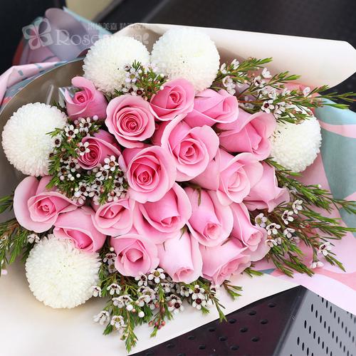 洛施美嘉 粉玫瑰鲜花速递 同城配送生日爱情唯美花束送女生同事
