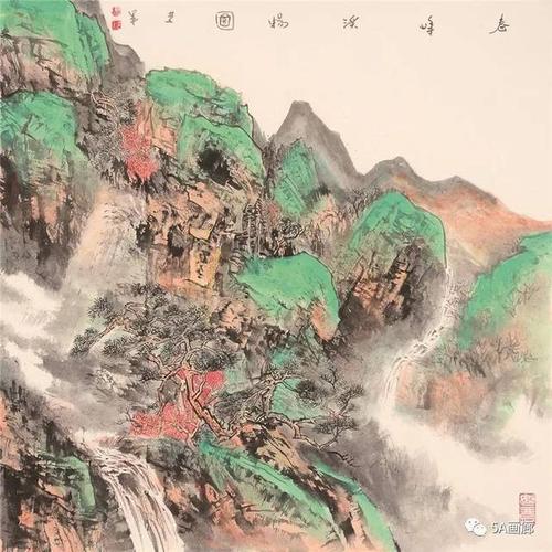 《春峰溪畅图》纸本设色68cm×68cm