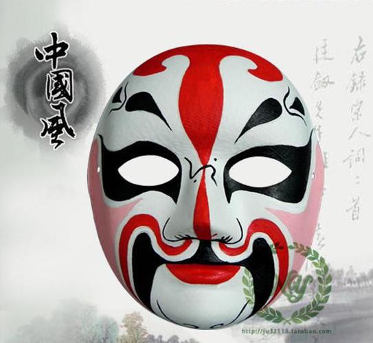 包邮彩绘京剧脸谱儿童diy教材手绘纸浆面具中式国粹脸谱面具