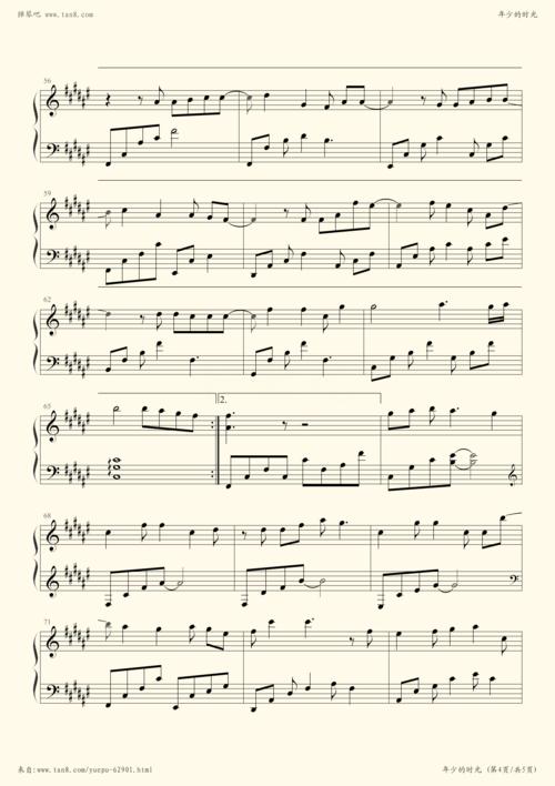 钢琴谱 - 年少的时光