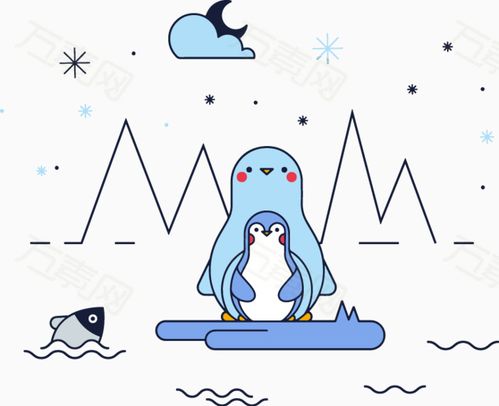 矢量 企鹅 南极 冰山 手绘   
