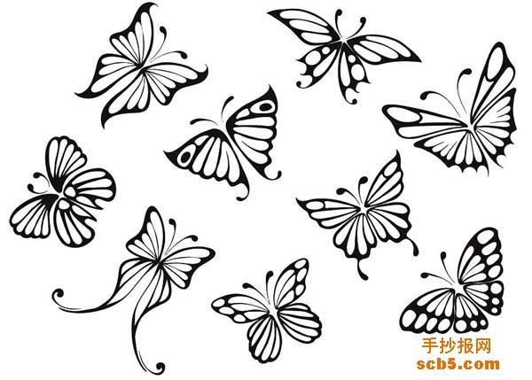 黑板报蝴蝶花边图片素材大全