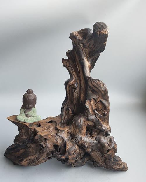天然风化碳化碳化木木雕随形根雕花花台黄荆木杂木根雕