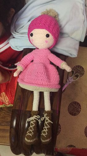 送图解视频 手工编织毛线钩针玩偶牛奶棉材料包 diy 带帽小女孩娃娃