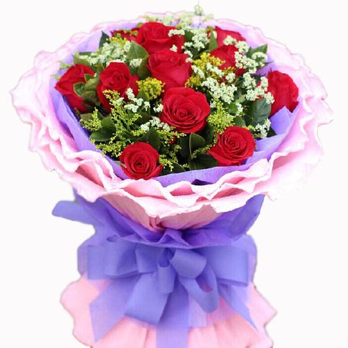 冬珊11朵红玫瑰花束重庆潼南铜梁大足县花店同城送花七夕520情人节诶