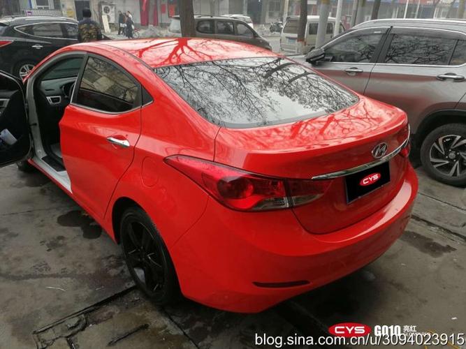 现代朗动 车身改色膜cys亮光系列亮红 案例分享新乡新金泰