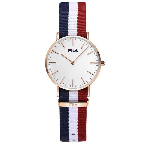 fila/斐乐 *极简两针大开面表盘尼龙表带情侣手表女士