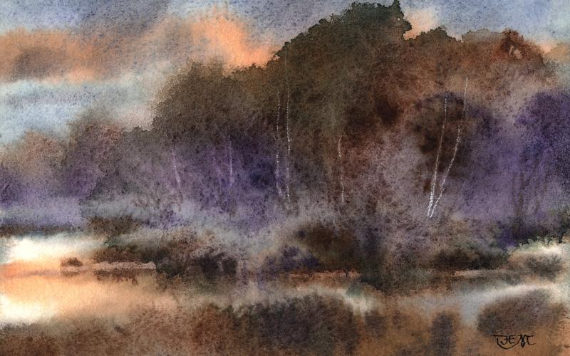 朦胧写意水彩画壁纸