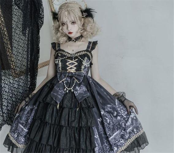 {现货}~原创设计lolita驭龙魔女哥特风暗黑系jsk吊带连衣裙