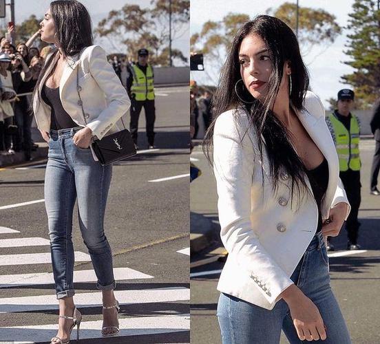 c罗未婚妻乔治娜身材太棒了!收腰复古西装,腰身纤细无比