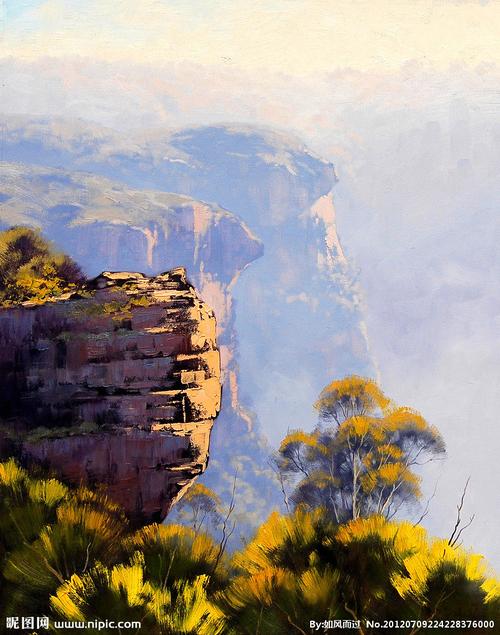 油画 山崖设计图__绘画书法_文化艺术_设计图库_昵图.