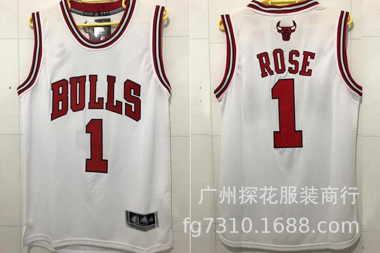 nba全刺绣公牛队1号罗斯球衣玫瑰rose青年版复古男女