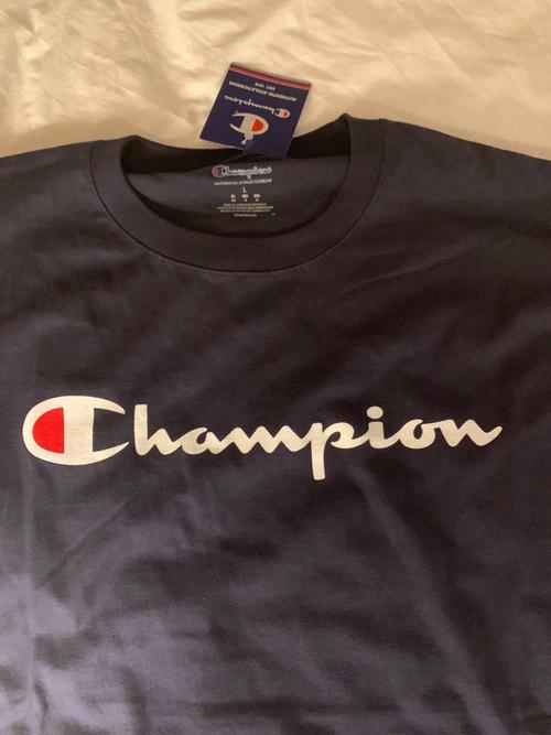 champion life men"s tee, script logo - navy