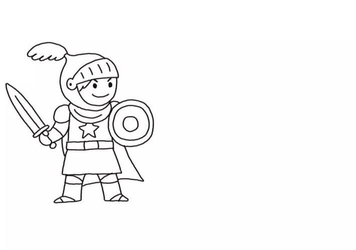 他一定能打败怪兽!他身穿盔甲,手持宝剑,哇,我们的勇士出现了!