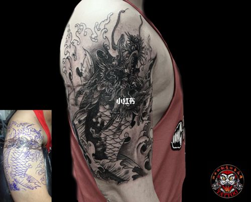 龙鱼纹身#汕头纹身店#汕头最好的纹身_纹身_刺青_羽刺青创意纹身店