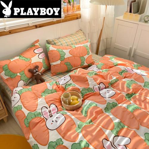 简约全棉四件套纯棉被套床单学生宿舍单人床三件套儿童卡通床上用品