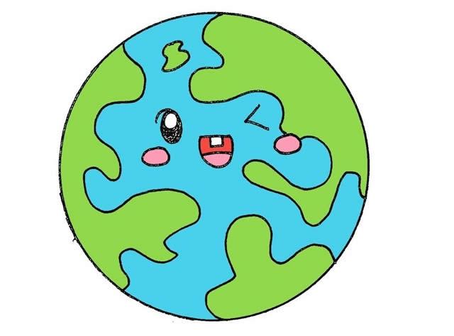 彩色地球简笔画的画法步骤图片