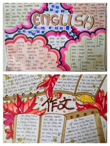 colourful english --六年级英语寒假手抄报展示
