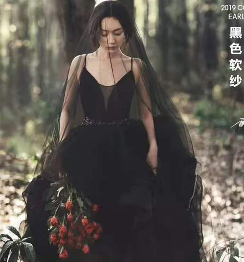 新款韩式新娘头纱超长软素纱黑色裸纱简约百搭仙美写真旅拍摄影飘