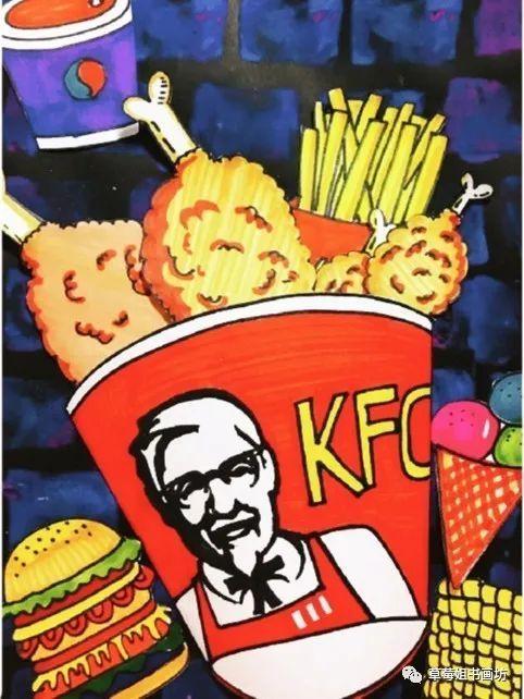 教程|儿童马克笔创意画《肯德基全家桶》