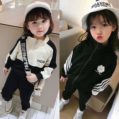 童装小女童套装时髦洋气韩版1女孩2儿童运动两件套3岁女宝宝春装5