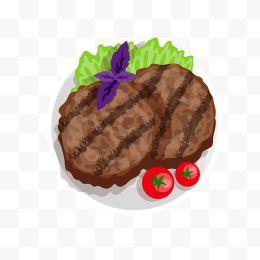 卡通手绘美味牛排