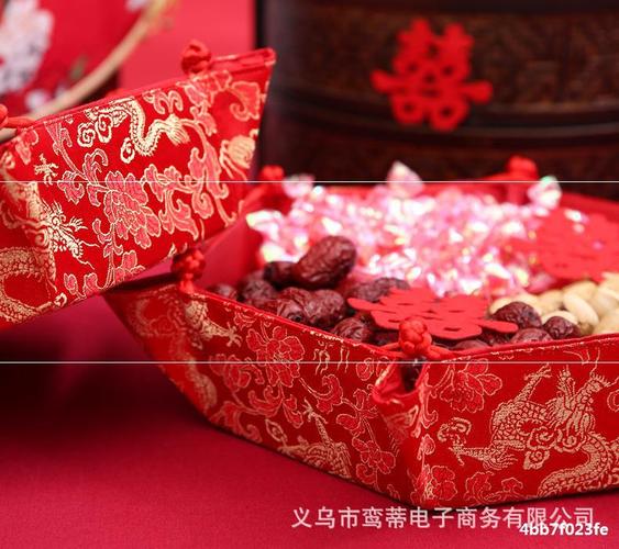 结婚用品大全中式婚礼婚庆布艺果盘道具喜糖干果瓜果盘子婚房布置