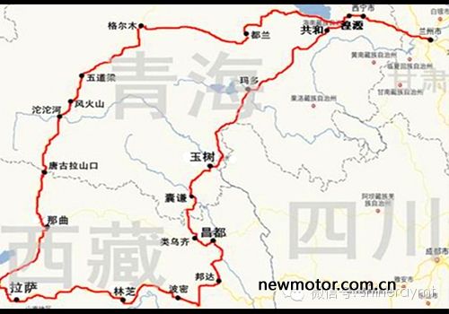 西宁出发走214国道,在西藏类乌齐走317国道至那曲,走109国道至拉萨.