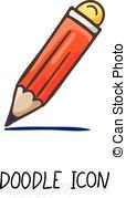 铅笔, icon., 矢量, eraser., 心不在焉地乱写乱画