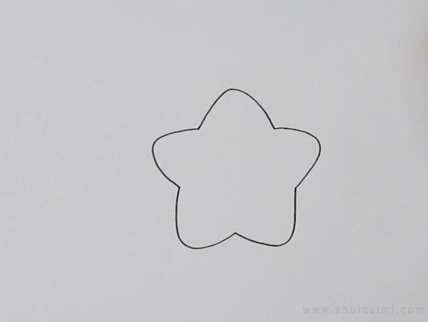 2,接着给五角星画上可爱的表情和爱心,大眼睛和嘟嘟嘴是不是看起来更