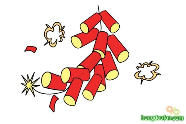 9张鞭炮卡通简笔画过新年放鞭炮要如何画
