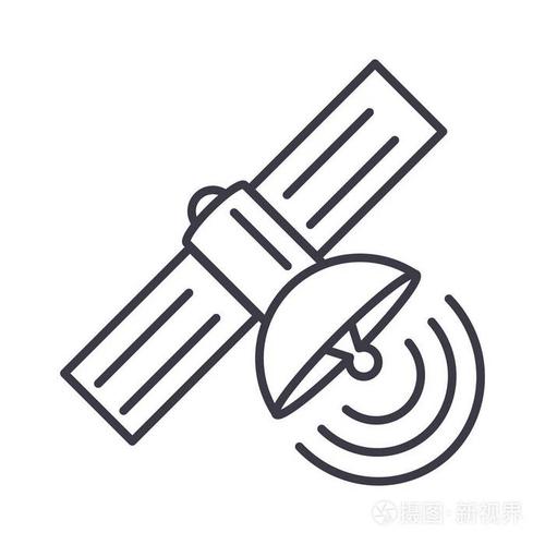 卫星矢量线图标, 标志, 插图背景,可编辑笔触