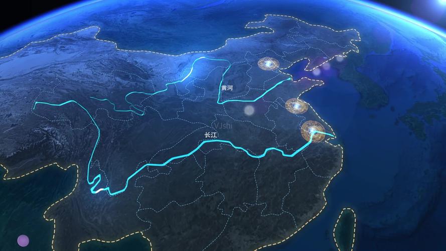 大气中国地图辐射科技地图ae模板