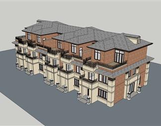现代联排别墅su模型
