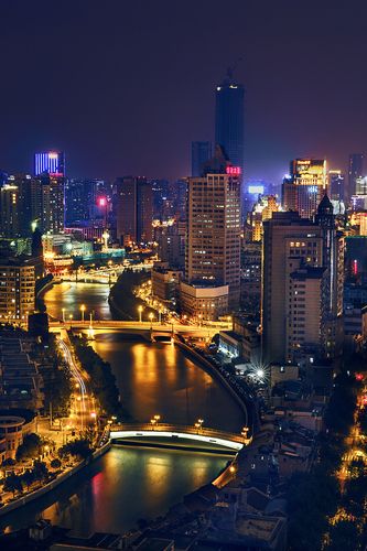 灯光照亮了苏州河 - 风光, 夜景, 上海, 长曝光, 《》