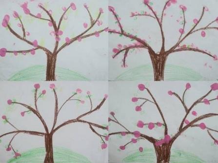 春天到了桃花开了简笔画