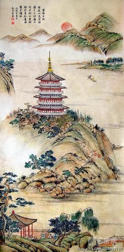 民间收藏的国画《雷峰夕照》作者马飞达