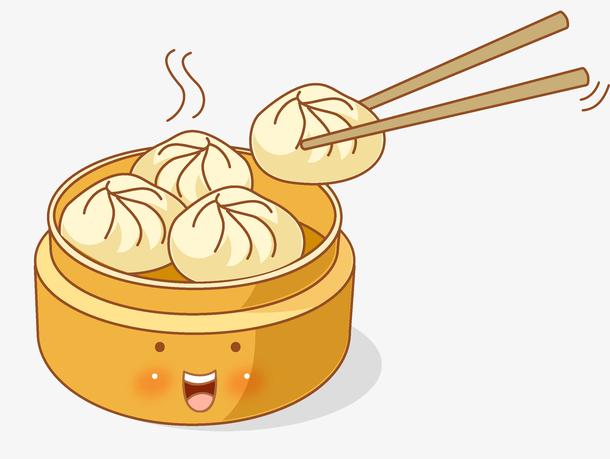灰色卡通包子蒸笼食物