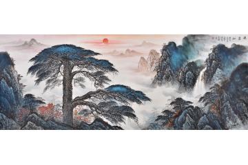 黄山迎客松 王宁山水画作品《迎客松》