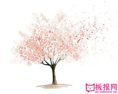 漂亮的水彩画作品图片,一棵树