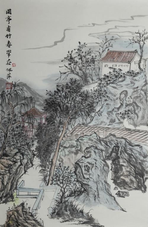 《闲庭有竹春常在》69×46cm