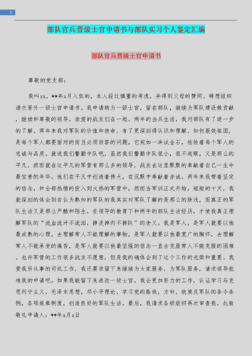 部队官兵晋级士官申请书与部队实习个人鉴定汇编.doc