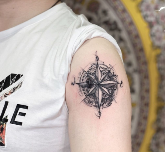 最新指南针纹身图案大全 指南针纹身有什么寓意(29)