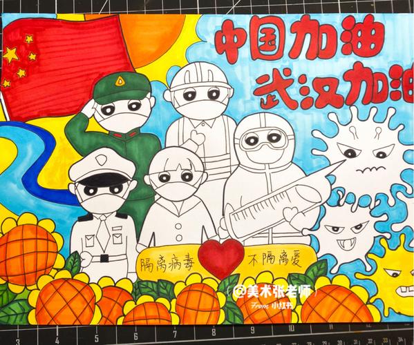 抗击肺炎疫情,武汉加油马克笔儿童画简笔画_简笔画_马克笔_儿童画