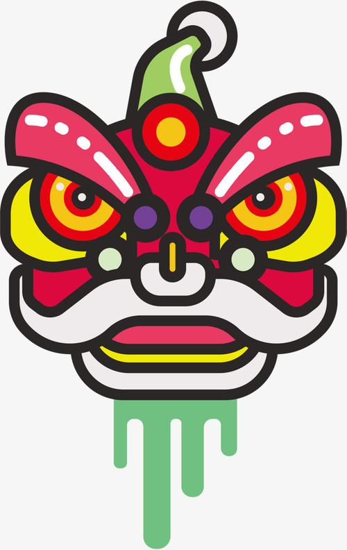 狮子头_新年红色舞狮狮子头png素材-90设计