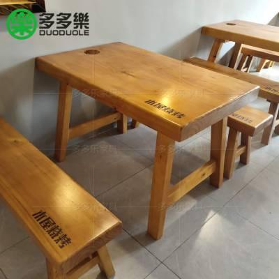 广东工厂供应中式烧烤店音乐烤吧桌椅logo印字 原木色实木餐桌 李家