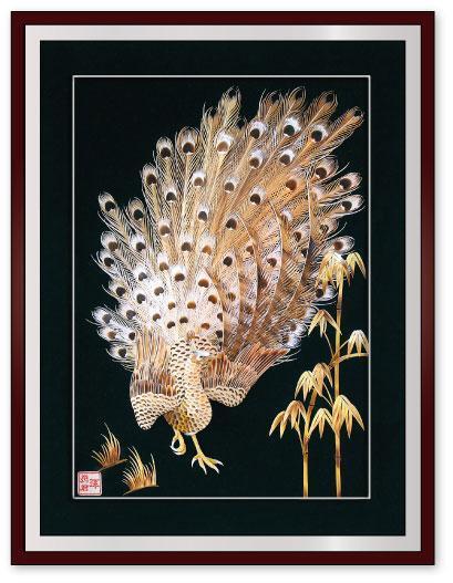 麦秆立体工艺画—孔雀(001)
