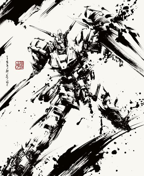 水墨画作家「御歌头」,另类黑白风格一展动漫名角色霸气雄风