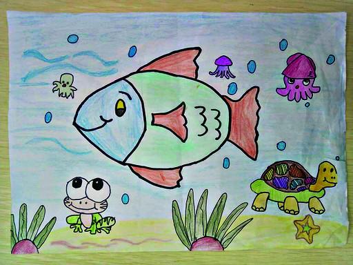 彩铅画《海洋世界》