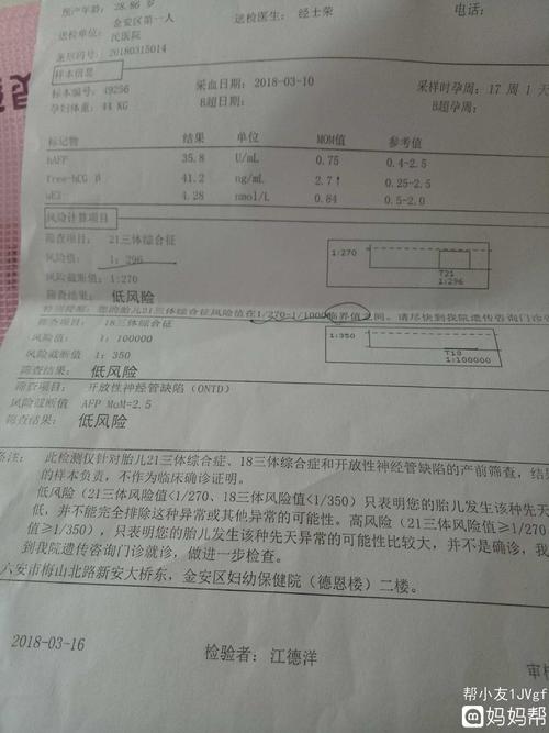 唐氏筛查报告单,说有低风险,吓得我吃不好